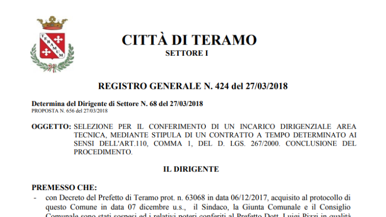 Determina comune di Teramo